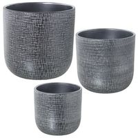 set 3 maceteros plateado