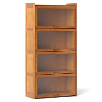 Costway Librero de 4 Niveles con Puertas Estantería de Bambú de 140 cm con Puertas Acrílicas Organizador de Cubos para Salón Estudio