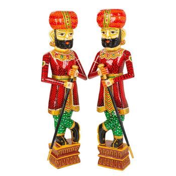 Figuras Decor, De Madera Pintadas Artesanal Set 2 Pzas