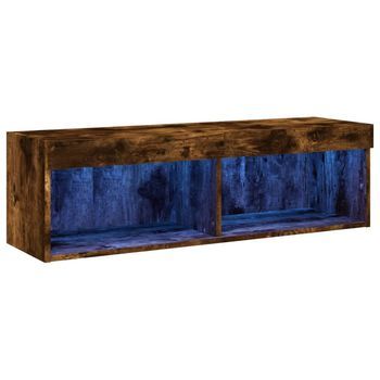 Mueble Para Tv Con Luces Led Roble Ahumado 100x30x30 Cm Vidaxl