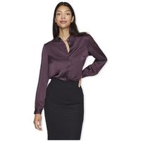 vila blusa noos ellette satin shirt ls - perfect plum para mujer