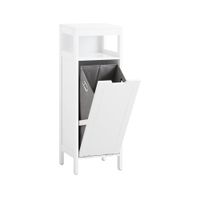 cesto para ropa sucia con 1 cesto y 1 estante abierto madera blanco