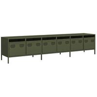 mueble tv  mueble de salon  mesa de tv acero laminado en frio verde oliva 202x39x435 cm