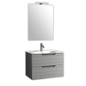 Composición Baño 4 Piezas Solmira Gris En Mdf
