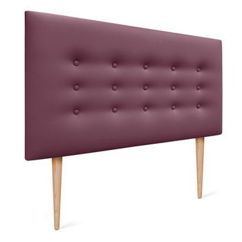 Dhome Cabecero De Polipiel Con 3 Hileras De Botones Y Patas Cabezal Tapizado Cama Lujo (vino Tinto, 90cm)