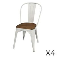 lote de 4 sillas de metal blanco estilo industrial coleccion factory