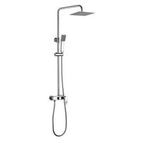 kibath columna de ducha monomando ver  altura regulable 83-126 cm  laton macizo cromo brillo  diseno cuadrado con rociador efecto lluvia y alcachofa  ideal techos altos