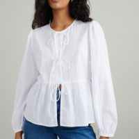 nobodys child bernice cotton-cloque blouse - uk 16