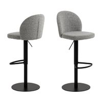 taburete de bar ajustable de tela y metal h55-80cm - gris