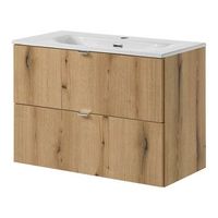mueble de bano con lavabo newport 80x57x39 cm - efecto roble encasa