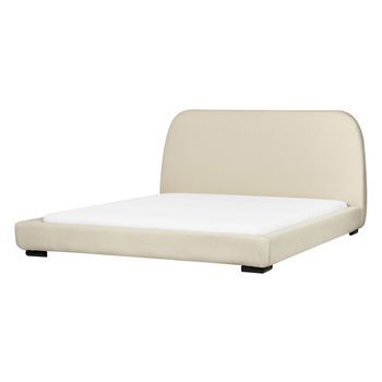 Cama De Agua Con Somier Clásica Con Cabecero Tapizado De Tela Beige Claro 160 X 200 Cm Roisel