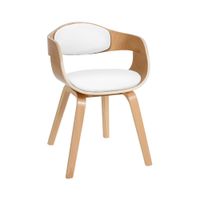 silla de madera con asiento en simil cuero naturalblanco