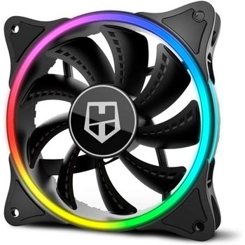 Nox Hummer X-FAN - NXHUMMERXFAN - Ventilador PC 120 mm, Doble Anillo LED ARGB Rainbow, Ultra Silencioso con Pads Goma Antivibración, Gran Flujo de Aire, 3 pines, Color Negro