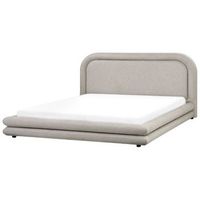 cama tapizada de tela con cabecero y somier muebles de dormitorio gris pardo 180 x 200 cm lavardens