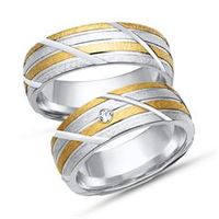 alianzas 18 quilates oro amarillo-blanco con diamante