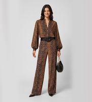 twinset para mujer 262tt2591 pantalones anchos con estampado de piton marron 40 casual animal print viscosa