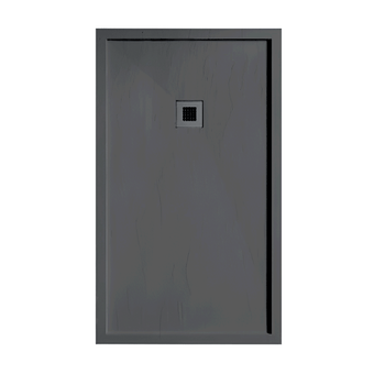 Plato De Ducha Resina Sarin Grafito  70x160 Cm Rejilla Inox
