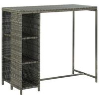 set de bar para jardin 5 uds  conjunto de mesa y sillas y cojines ratan sintetico gris