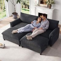 sofa modular - mueble para salon - chenilla - negro 216x77x82cm