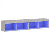 2 uds muebles tv  mueble de salon  armario tv con luces led gris hormigon 80x30x30 cm