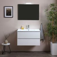 mueble de bano de pared cm 90 con cajones blanco efecto madera  berlin