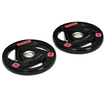 SPORTNOW Juego de 2 Discos de Pesas sin Barra de 10 kg con Orificio de 5 cm para Entrenamiento de Fuerza Ø32x4,5cm Negro   Aosom España