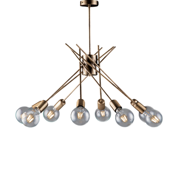 Lámpara De Techo De Hierro Bronce Cepillado Polaco 8 Luces H.62 Ø64 Bl186-pl8-brz
