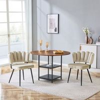 conjunto de mesa y sillas - comedor - mdf y metal - nogal y marron claro 107x107x75cm