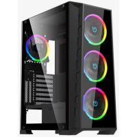 caja hiditec mh12 glass e-atx argb 4 ventiladores cristal templado usb-c negra