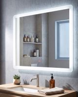 espejo de bano led de vidrio plateado 60x80