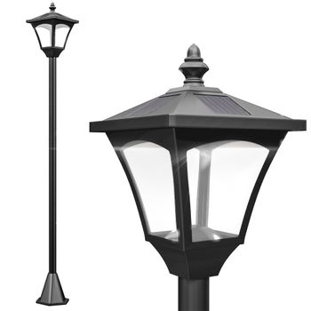 Outsunny Farol Solar de Jardín IP44 Lámpara de Pie con Luces Inteligentes LED para Exteriores Patio Terraza 15x15x120 cm Negro   Aosom España