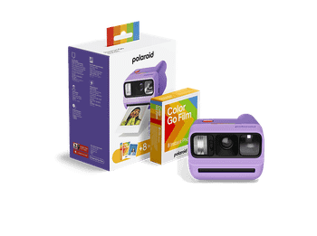 Cámara instantánea - Polaroid Go Gen 3 + Bundle de película a color (8 Photos), Espejo para Selfies, Autodisparador, Doble Exposición, Flash, Morado
