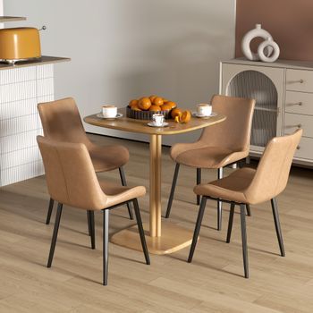 Mesa De Comedor De Madera De Caucho Homcom 70x70x75 Cm-madera Natural