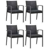pack 4 uds sillas jardin  silla de exterior  sillon cojines ratan sintetico negro 565x57x83 cm