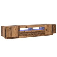 mueble tv luces led madera ingenieria envejecida 200x35x40 cm