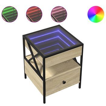 Mesa De Centro Con Infinity Led Roble Sonoma 40x40x51 Cm Vidaxl