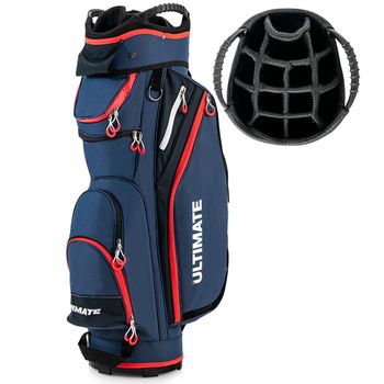 Costway Bolsa de Golf Ligera de Gran Capacidad con 14 Divisores 8 Bolsillos Capucha para Lluvia Bolsa Térmica para Bebidas 39x25x128 cm Azul