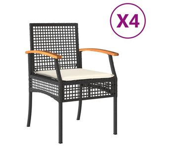Vidaxl sillas de jardín con cojín 4 uds ratán pe negro y madera acacia
