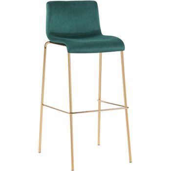 Taburete De Bar Hoover Terciopelo Marco De Cuatro Patas Oro Verde 48x43x100 Cm Clp