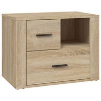 mesita de noche con 2 cajones y un compartimento 60 x 36 x 45 cm madera de ingenieria color roble dec033895