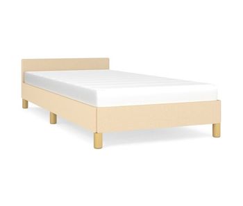 Estructura de cama con cabecero de tela color crema 90x200 cm