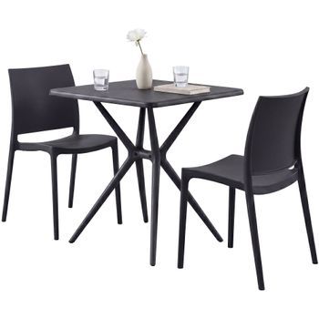 Conjunto De Muebles De Jardin Amino Con 2 Sillas Plástico Negro 72x156x81 Cm Clp