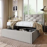 cama contenedor 90x200 cm acolchada en algodon somier incluido gris claro
