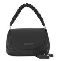 bolso de mano con solapa efecto piel granulada y asa tejida black taglia unica