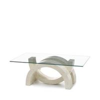 olimpia - mesa de centro 120 x 70 - transparente en cristal templado beige