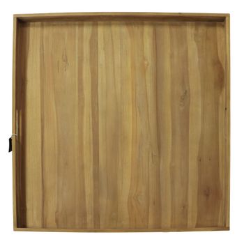 Bandeja de servicio de madera de teca, 60 x 60 cm