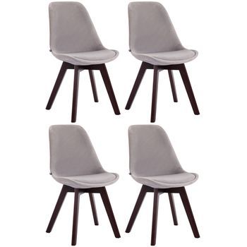 Set De 4 Sillas De Comedor Borneo Tapizadas En Terciopelo Gris 55x48x84 Cm Clp