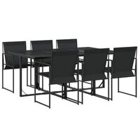juego de comedor para jardin 7 uds  conjunto mueble jardin mesa y sillas textilene negro