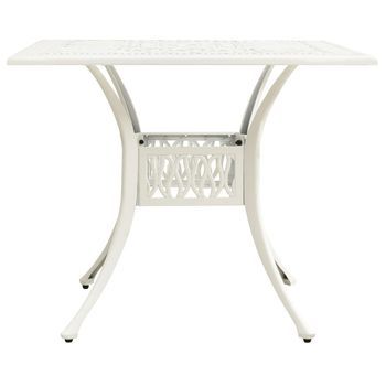 Mesa De Jardín | Mesa De Exterior Aluminio Fundido Blanco 90x90x73 Cm