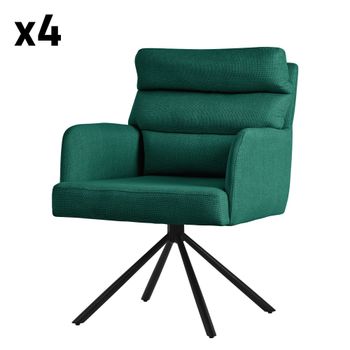 4 sillas de comedor giratoria verde oscuro tapizado respaldo extraíble